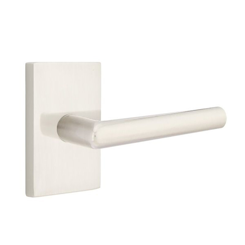 Levier de porte avec rosette pour la vie privée (lit et bain), Droite, Nickel satiné