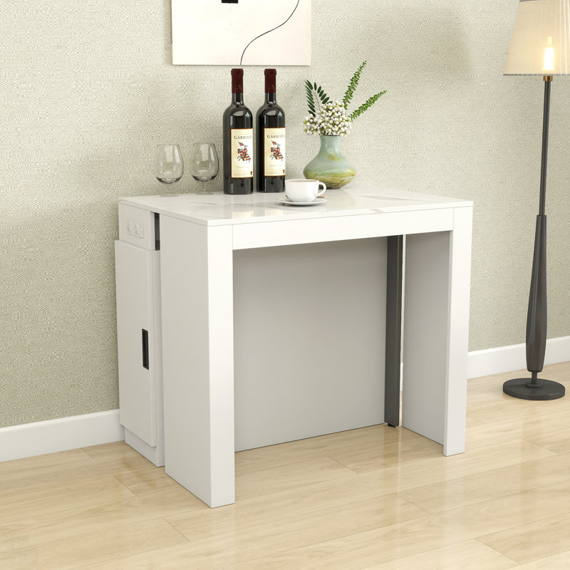 Table de salle à manger extensible moderne multifonctionnelle avec prise, table extensible peu encombrante avec rangement pour les fêtes, les mariages, les réunions et les célébrations