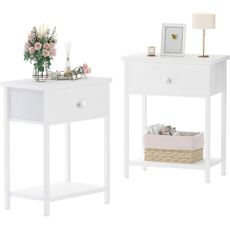 Table de chevet en métal Jovianne, Blanc