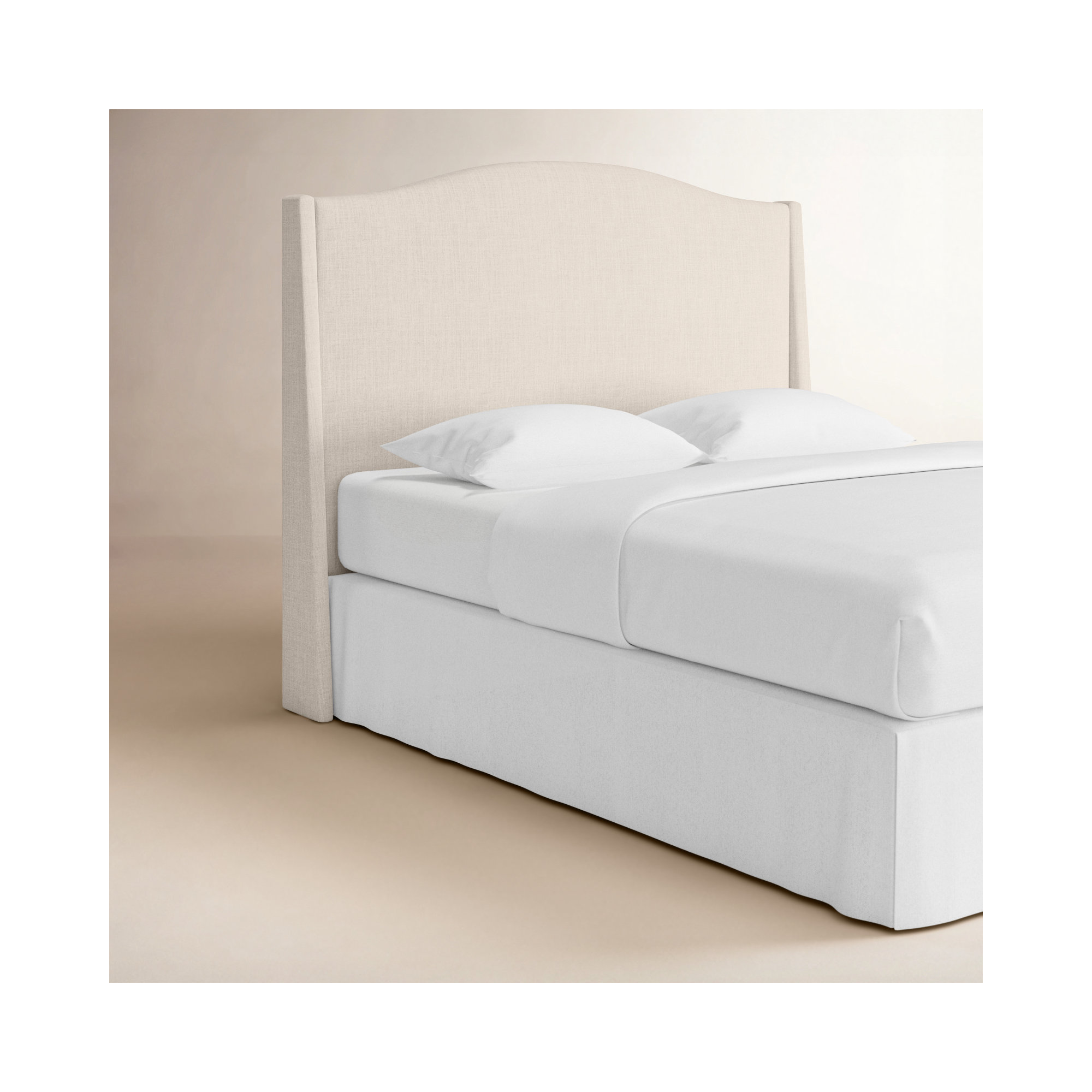 Byrd Upholstered Wingback Headboard, Classic Talc Linen, Queen