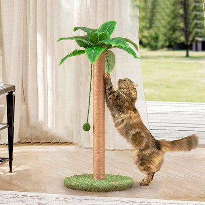 Poteau à griffes pour chat, poteau à griffes pour chaton de 16 po avec corde en sisal de qualité supérieure, arbre à chat mignon avec jouets suspendus et boules de printemps pour petits chats d'intérieur