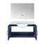 Meuble-lavabo bleu marine 36 po X P 22 po D, plateau en quartz blanc et Miroir à DEL-214318894