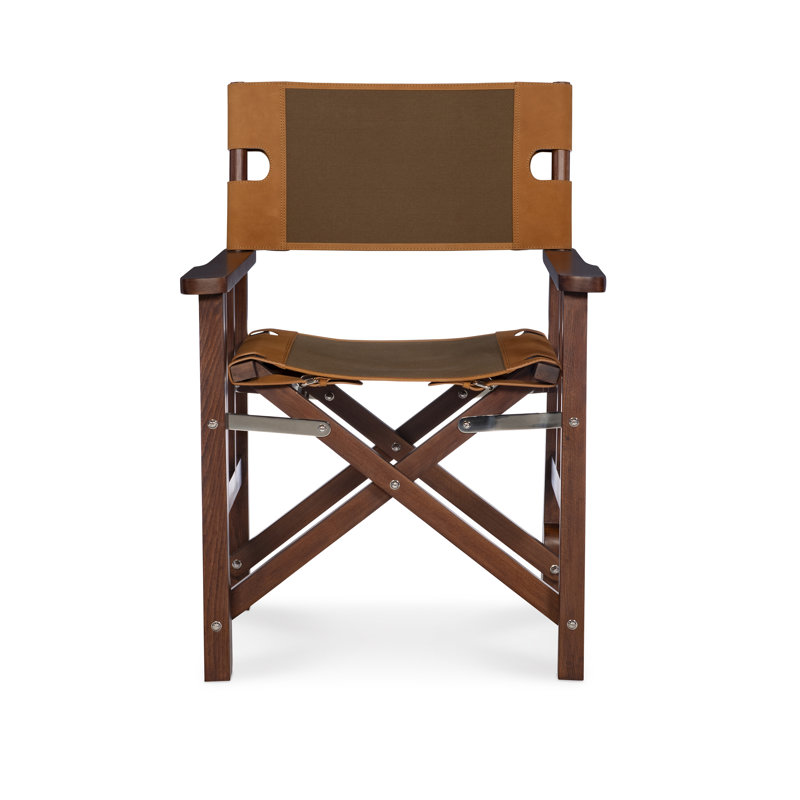 Felix Folding Camping Chair, Camel/Olive Genuine Leather