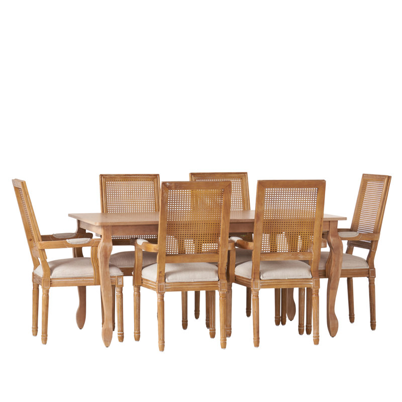 Story 6 - Person Four Leg Dining Set, Natural, Beige/Natural