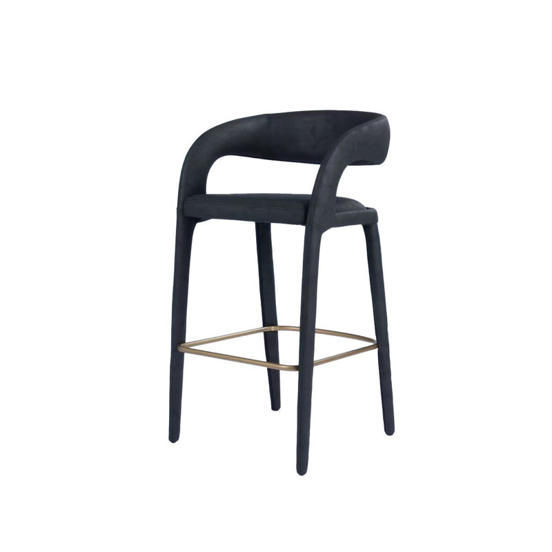 Tabouret de comptoir en cuir Freestyle, Noir, 29.5''