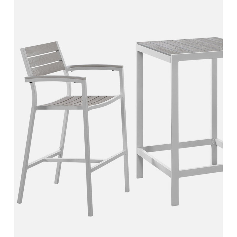  Tabouret de bar d'extérieur moderne gris clair et blanc, gris