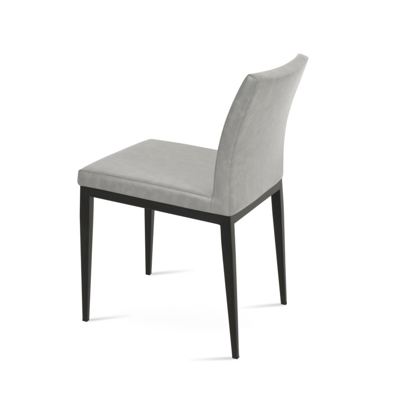 Aria MW Side chair, Black, Light Gray PPM Faux Leather