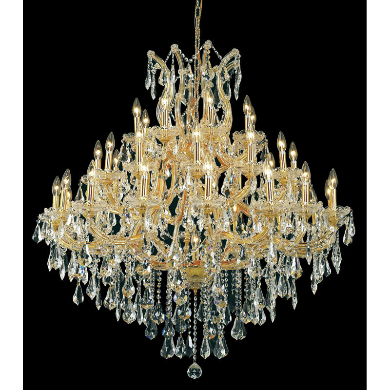 Stockard 37 - Light Glass Tiered Chandelier, Gold / Crystal (Clear) / Royal Cut