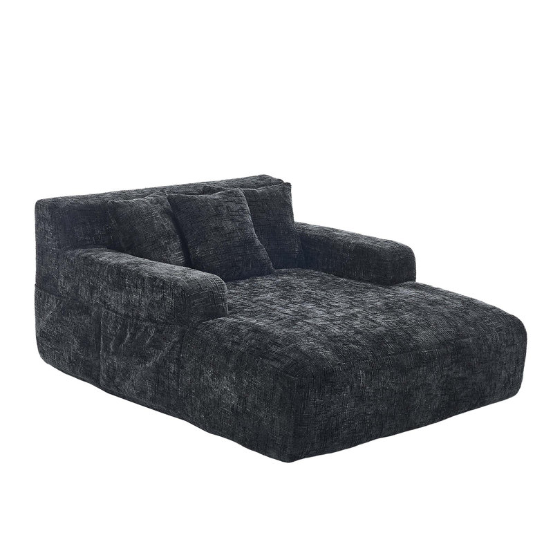 Canapé-lit en chenille avec trois coussins Chenille