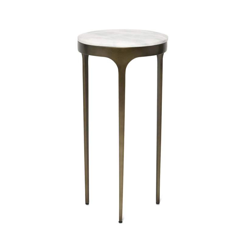 Camilla Marble End Table, Antique Bronze, Terra Brown, 22" H x 11" W x 11" D