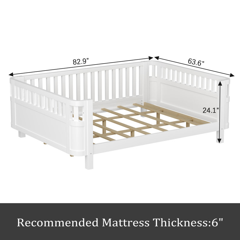 Queen Size Wood Platform Bed, White