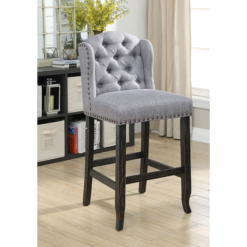 Bafford Bar Stool, Light Gray, Counter Stool (25.25" Seat Height)