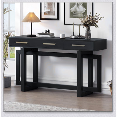 Console élégante avec trois tiroirs, table d'entrée très longue pour un rangement et un style améliorés