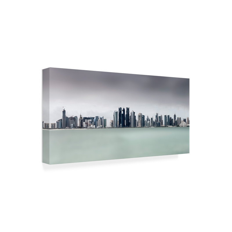 Ahmed Lashin  Cloudy Doha Canvas Art, 10" H x 19" W