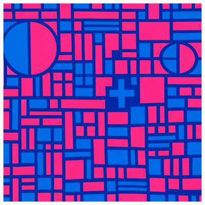 Pink Blue Geometric Shapes Comforter
