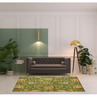 Tapis vert émeraude en laine touffeté à la main Akash