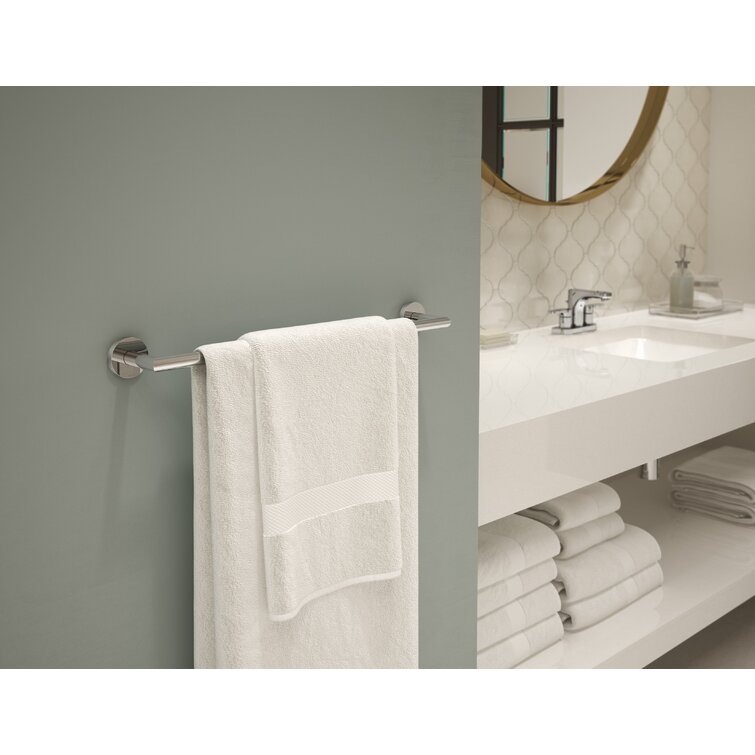 Moen Eva 4-Piece Bath Hardware Set with 18 in. Towel Bar Paper Holder Towel Ring A