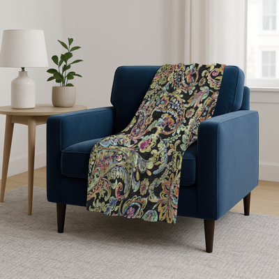 Addison Machine Washable Sherpa ASB834 Paisley Throw Blanket