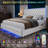 Diamond Button Tufted Bed Frame with LED Headboard Footboard & 2 Drawers Side Pockets-309318835-313709237