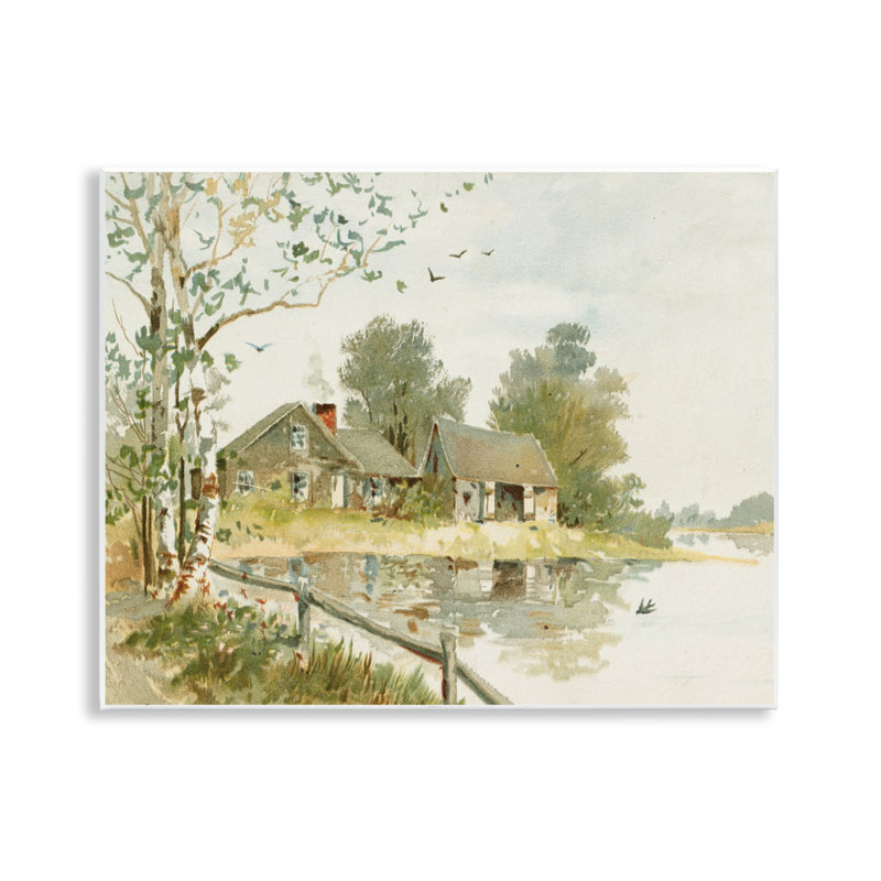 Plaque murale Cabin bord de rivière, design par lettré et doublé
