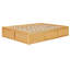 Structure de lit plateforme grand format avec 4 tiroirs de rangement et un casier de rangement au pied de lit, sans tête de lit, design moderne et peu encombrant - naturel-670374837