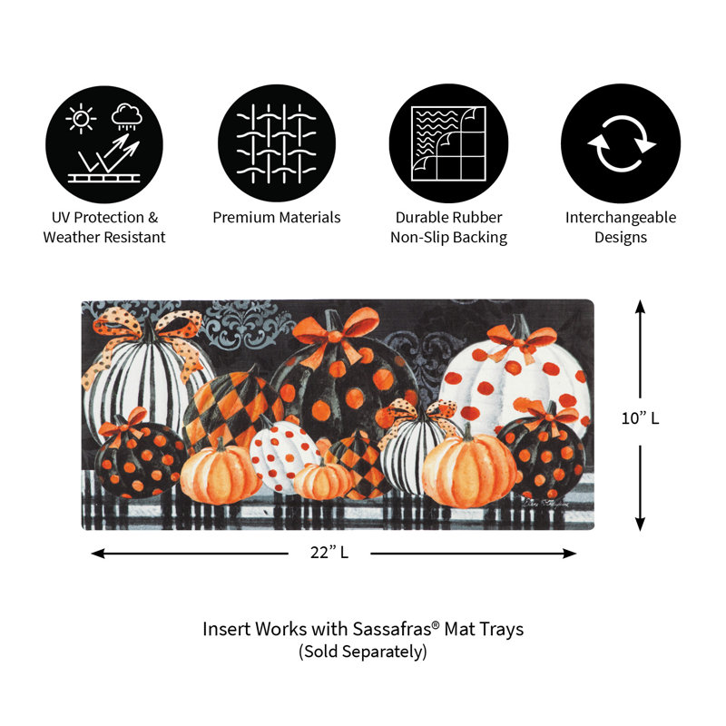 Elegant Pattern Pumpkins Garden Suede Flag, Sassafras Mat, And Mat Frame, Set Of 3