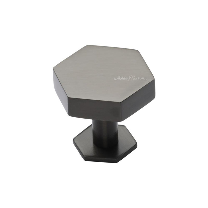 Hex Geometric Knob, Black, 1 3/8″