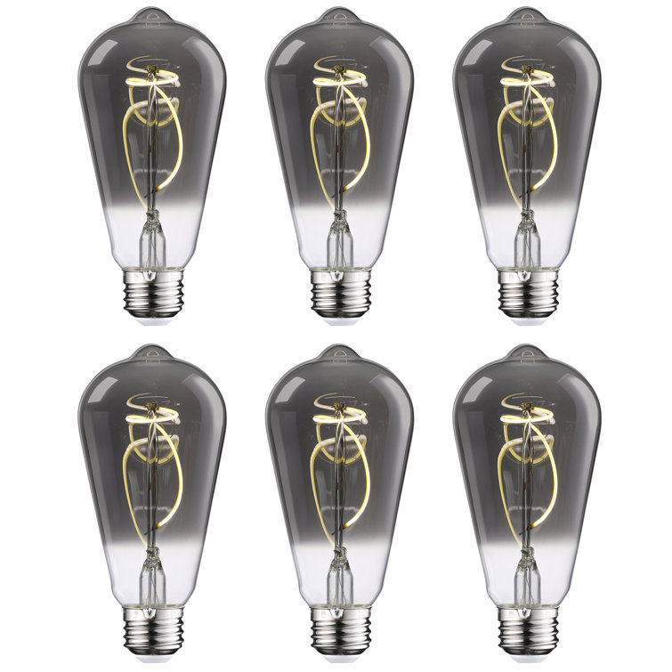 ST64 Light Bulb Dimmable, LED Vintage Edison Bulbs, E26 Base 4000K Cool White, Smoke Gray