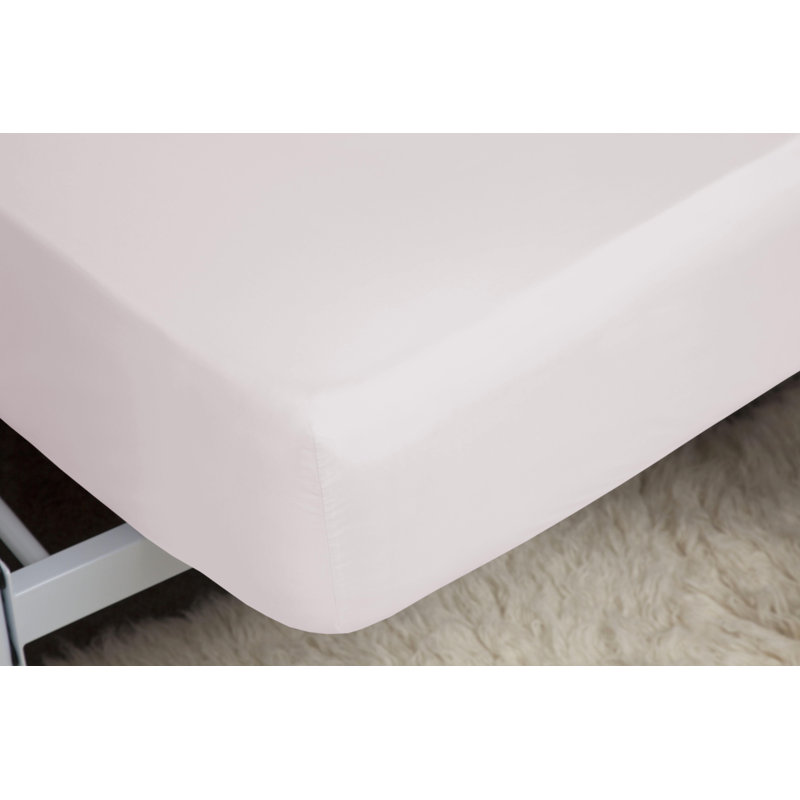 200 TC 50/50 Percale Polycotton Percale Fitted Sheet, Single (3'), Pink