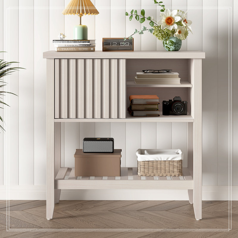 Clarence avec portes coulissantes et tablette de rangement, Beige