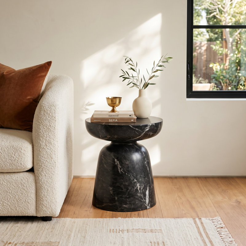 Boswell Concrete Top End Table, Black
