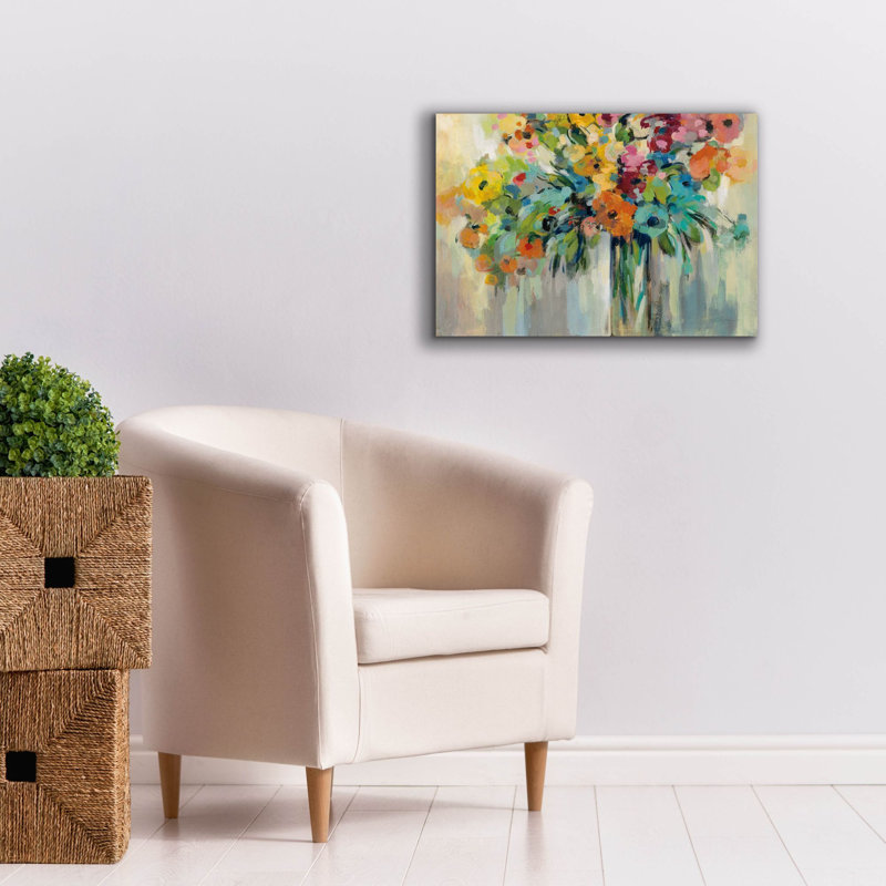Nuage de fleurs par Silvia Vassileva - peinture sur toile tendue, H 18 po x l 26 po x P 0,75 po