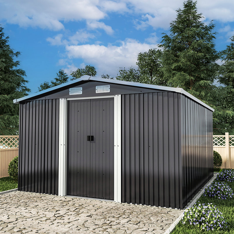 Azzaria 10 ft. W x 12 ft. D Metal Apex Garden Shed