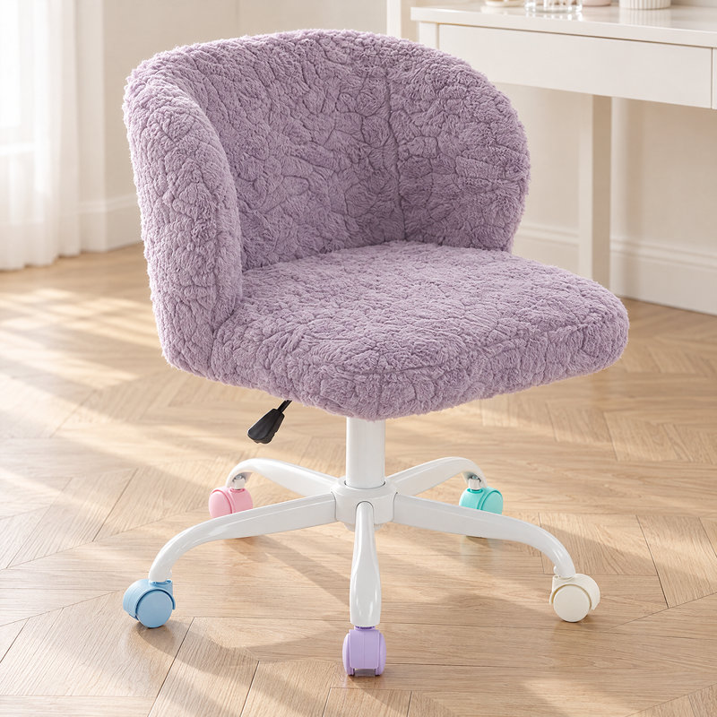 Chaise de bureau à domicile avec tissu en laine d'alpaga haut de gamme, Mauve