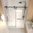 Frameless Sliding Bathtub Door With Clear Tempered Glass And Stainless Steel, Matte Black, 50-54/-124898964