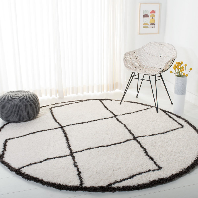 Tapis à poils longs Allon, Rond 6 pi 7 po