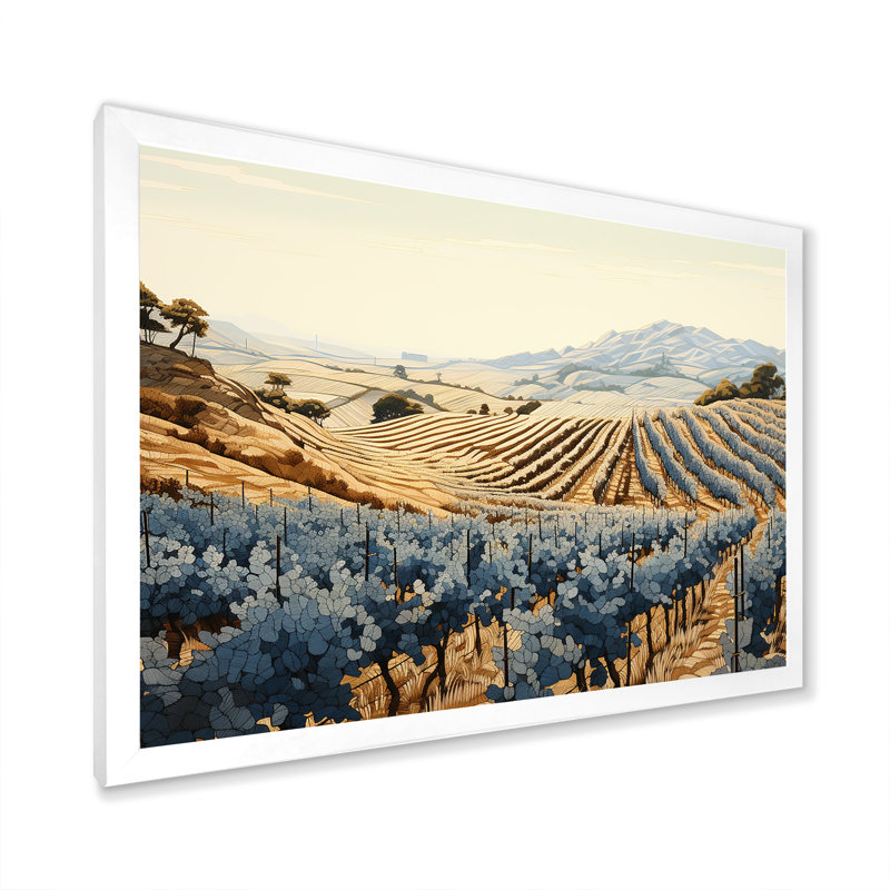 Minimalisme vignoble sur toile de fond, Cadre simple blanc, H 16 po x l 32 po x P 1 po