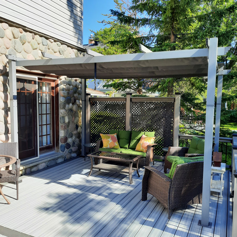  13 Ft. W x 10 Ft. D  Aluminum Pergola with Canopy,Gray, Gray