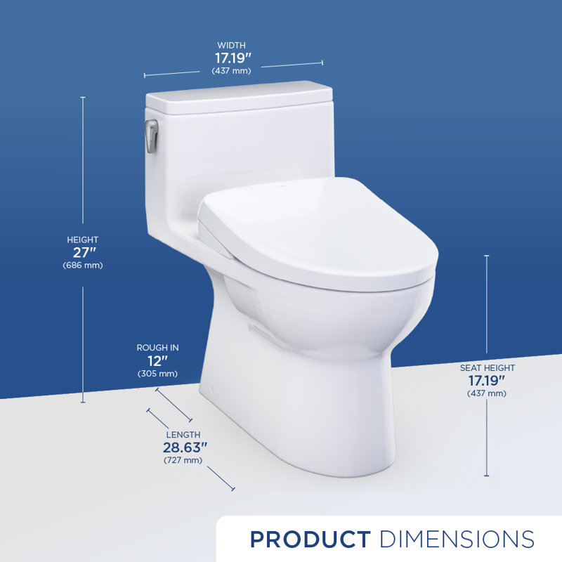 TOTO Redington WASHLET+ S7A One-Piece Elongated 1.28 GPF Universal Height Toilet with CEFIONTECT, Cotton White - MW6724736CEFG#01