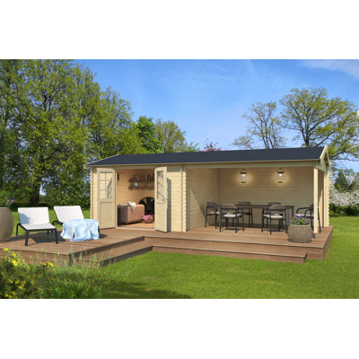 Lasita Amarillo 23.5 x 11 Ft. Summerhouse With An Undercover Canopy (28mm)