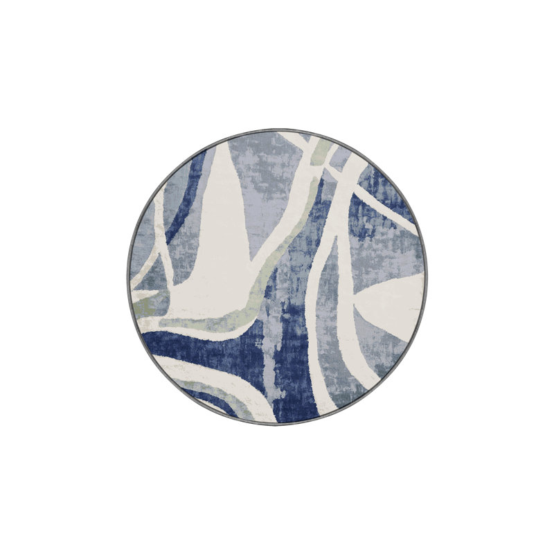Tapis gris lavable à la machine, Rond 6 pi