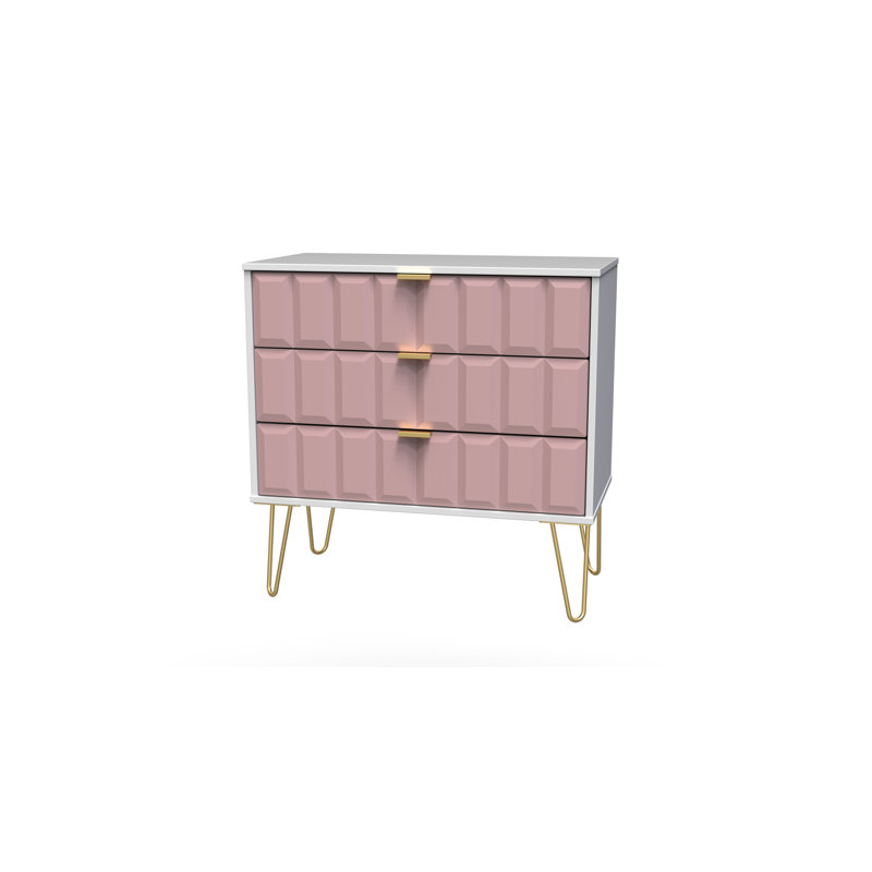 Allem 77cm W 3 - Drawer Chest of Drawers, Kobe Pink/White