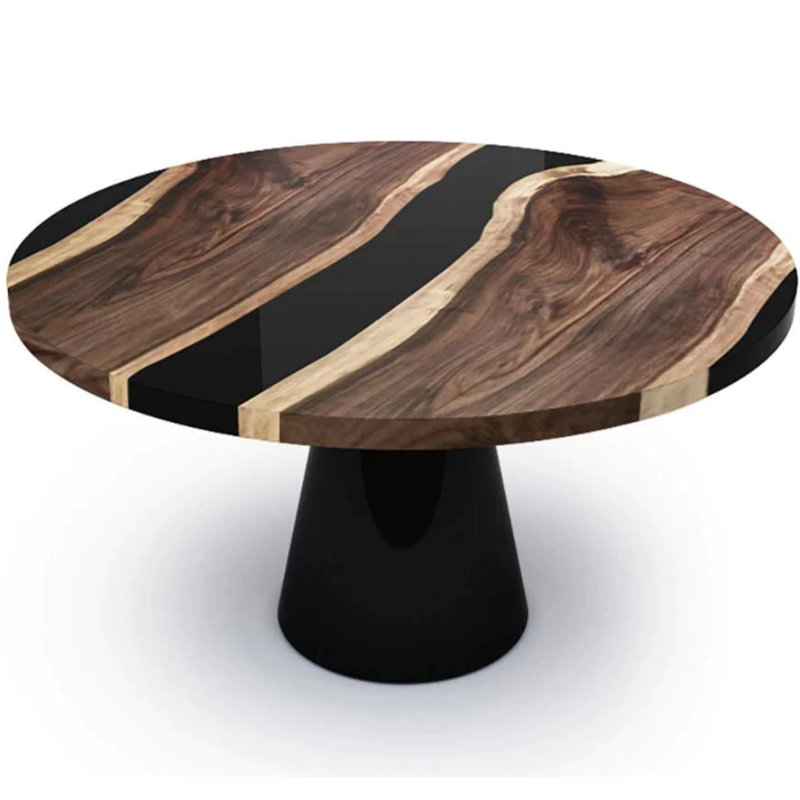 Asolo Round Walnut Wood Dining Table, 83.9" W x 83.9" L