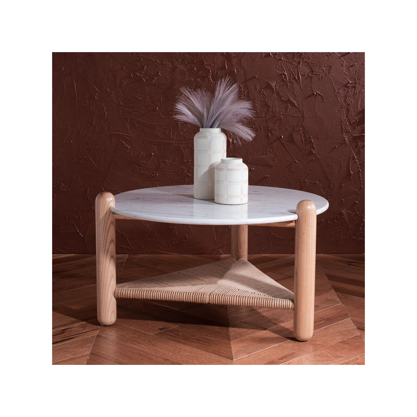 Trish Coffee Table, Natural, Marble White