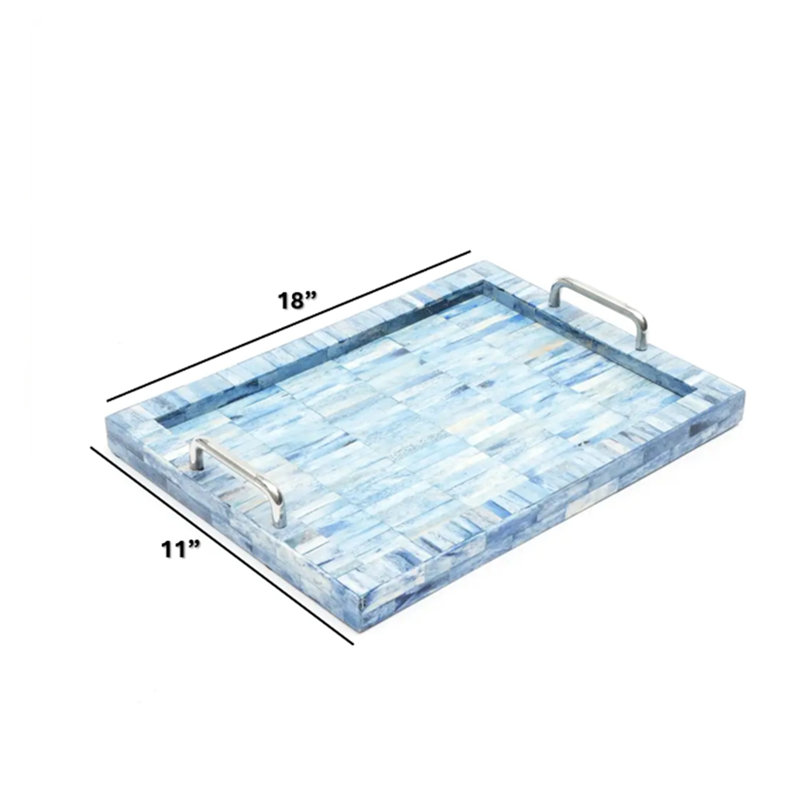 Decorative Tray | Bone Inlayed Decorative Tray | Set of 2, Blue