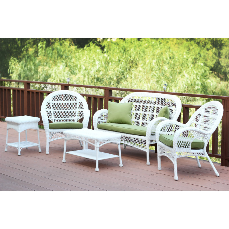 Mangum 4 - Person Patio Conversation Set with Cushions, Green, White