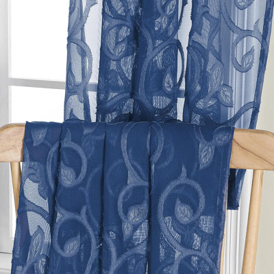 Rideaux Furman bleus transparents, 2 panneaux de 213 cm de long, pour chambre ou salon. Rideaux semi-transparents à pinces jacquard, filtrant la lumière, avec œillets pour tringle. Dimensions : 107 cm de large x 213 cm de long.