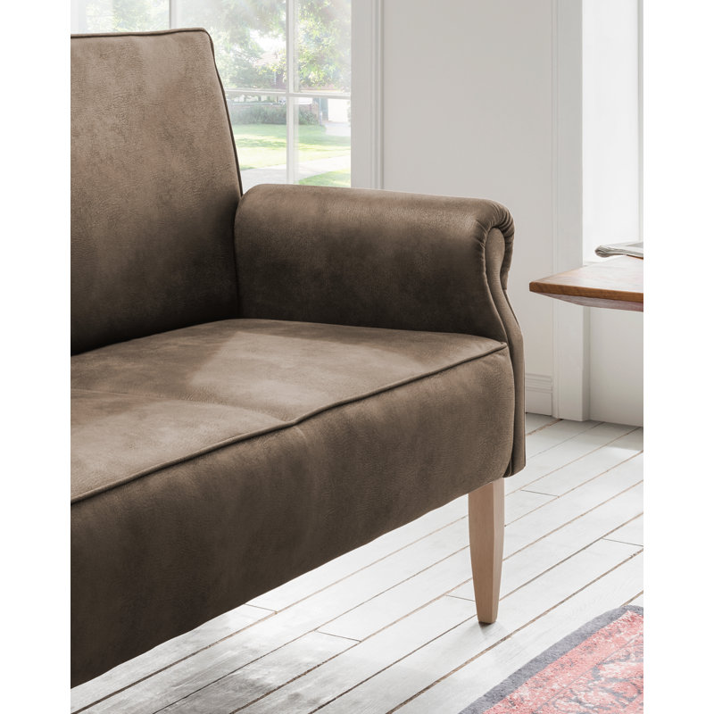 Andrew Upholstered Bench, Light Beige, Cappuccino
