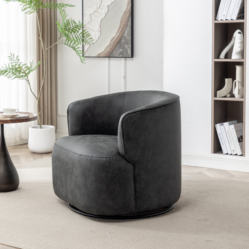Fauteuil demi-tonneau pivotant de 32 po Tybias, Noir