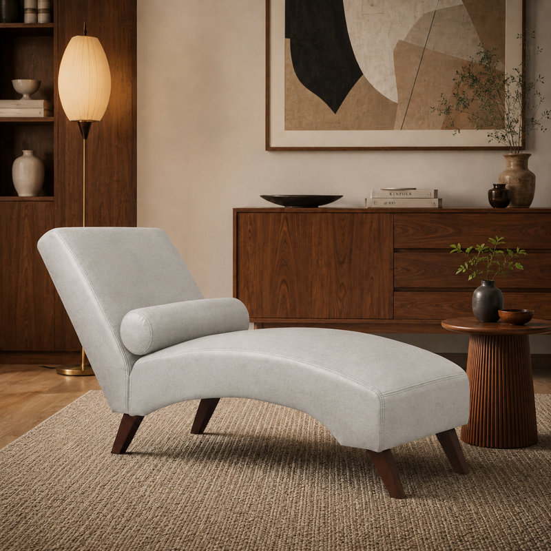 Méridienne rembourrée de style Mid-Century courbé avec chambre à coucher ou coin lecture inclus, Gray